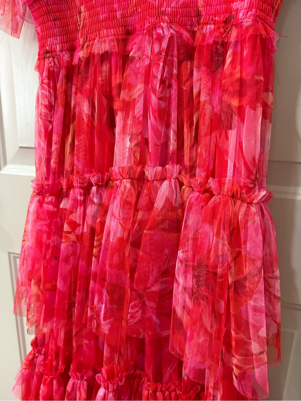 Showpo Leianna Tiered Floral Maxi Dress in Pink-Red - Picture 4 of 8